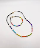 Colorful Beaded Pearl Set: Necklace & Bracelet