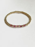 Gold & Pink Tourmaline Beaded Bracelet