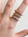 3mm Gold Beaded Ring - Lavender Opalite