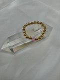 Gold Beaded Ring - Pink Opalite